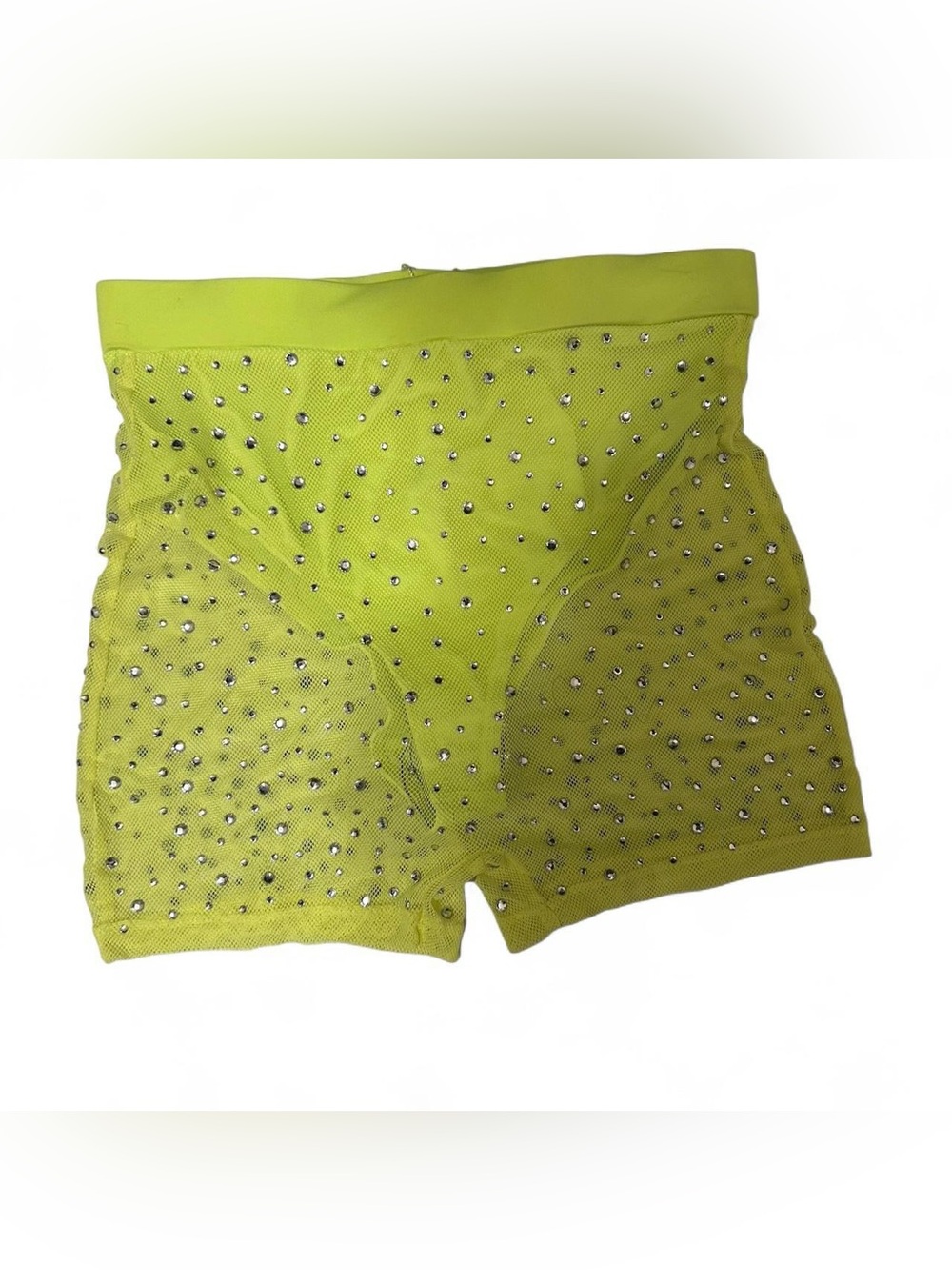 Fashion Nova NWT Embellished Neon Green Mesh Swim Boyshorts Small
